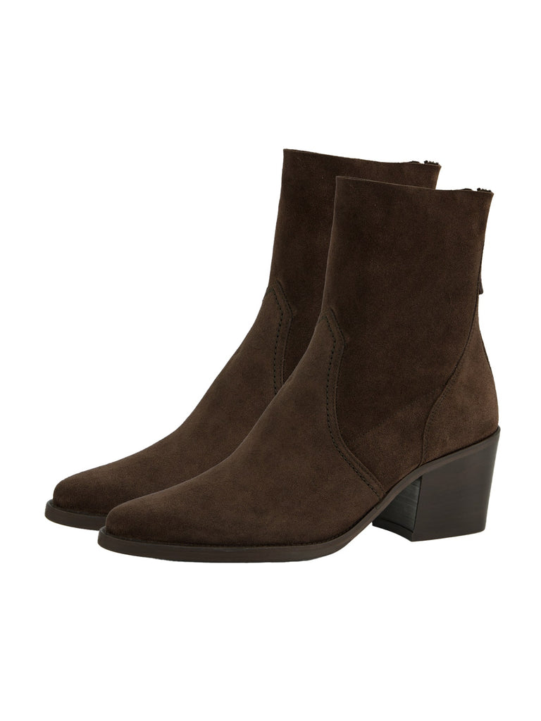 Stiefelette Soft Suede mit Reißverschluss mocca, Paar-Ansicht seitlich