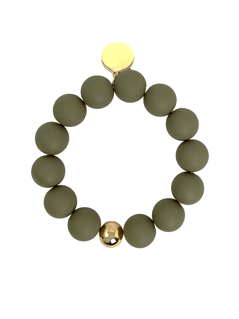 Armband midi Perlen oliv matt