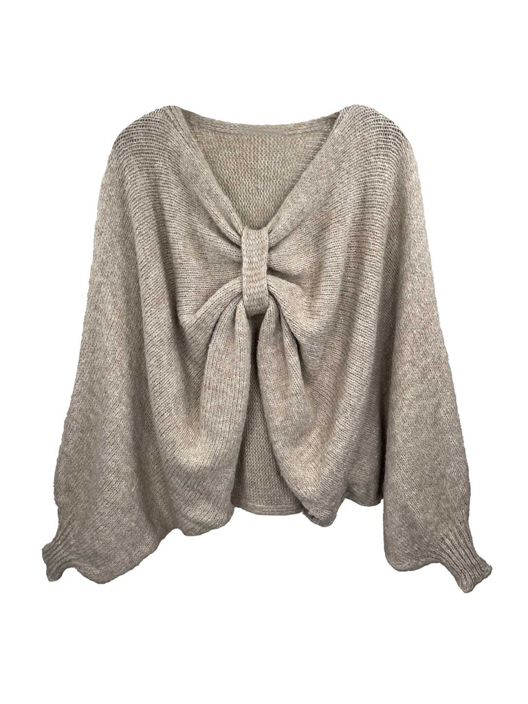Poncho Pullover Fine beige, Ansicht vorn