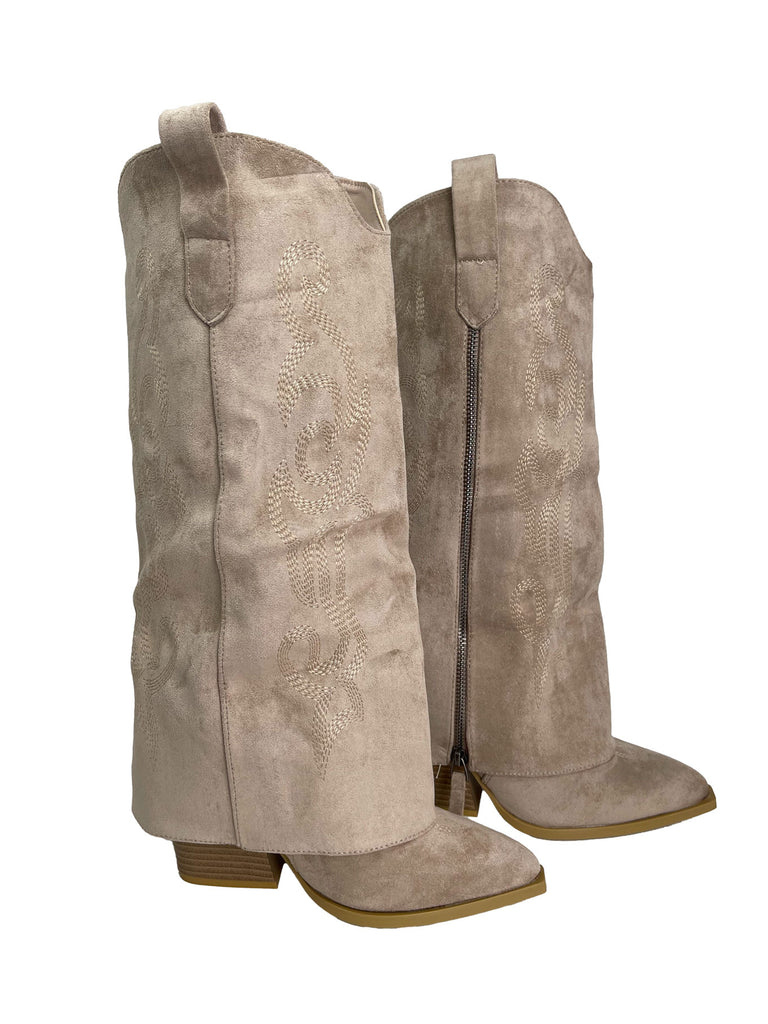 Cowboy Stiefel bestickt beige, Ansicht seitlich