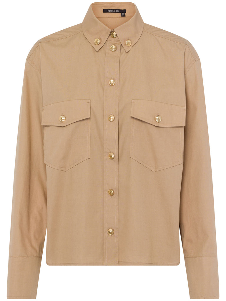 Bluse mit Schmuckknöpfen beige, Ansicht vorn