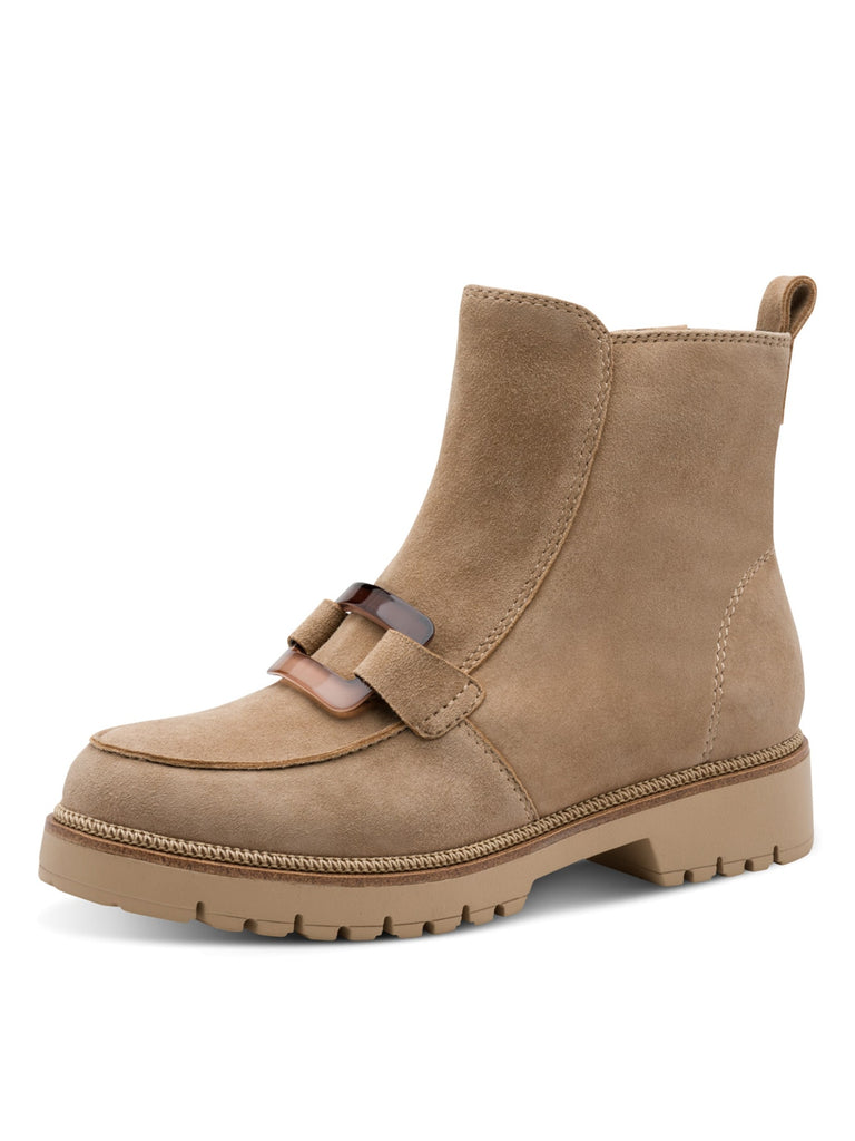Boot mit Schließe beige, Ansicht seitlich