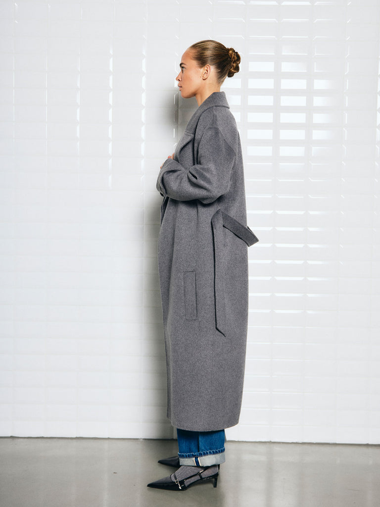 Mantel Cerena Maxi grey melange, Ansicht seitlich